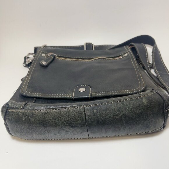 Fossil Womens Vintage Pebbled  Leather Dark Green Crossbody Bag - Picture 7 of 16